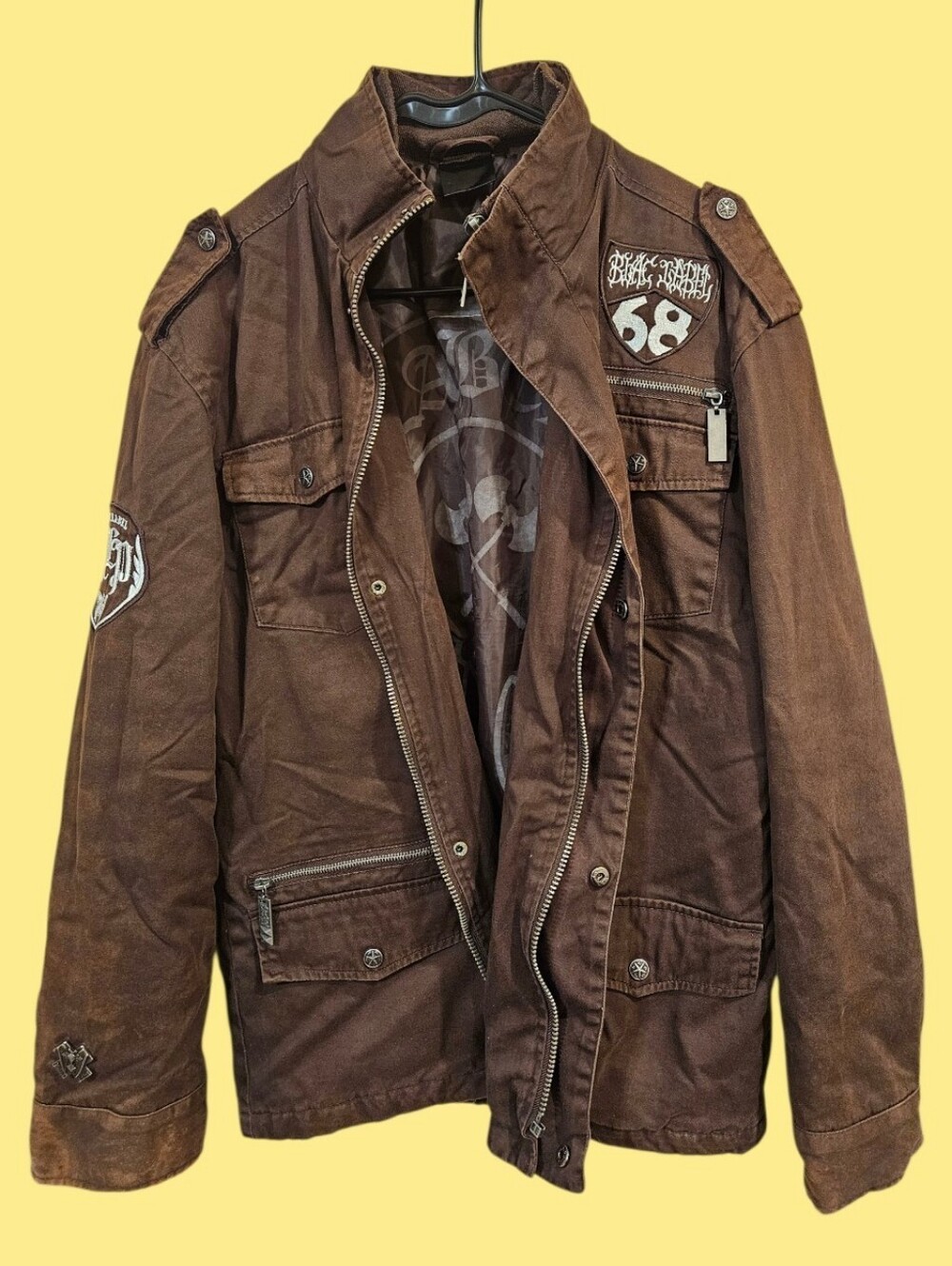Vintage 2000s Blac Label Premium 68 Weathered Wash Military Jacket.